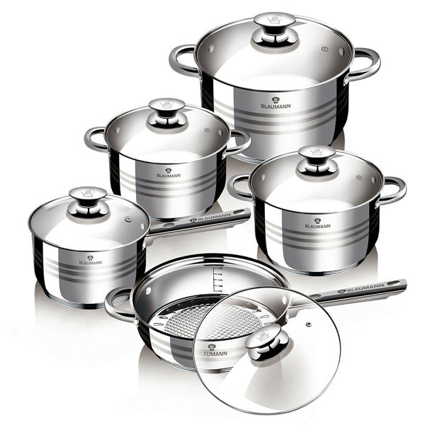 Blaumann 12 Piece NonStick Stainless Steel Cookware Set & Reviews